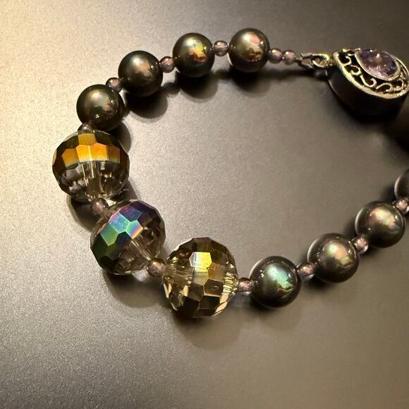 Aurora Borealis Faceted Crystal Beaded Bracelet - Picture 6 of 10